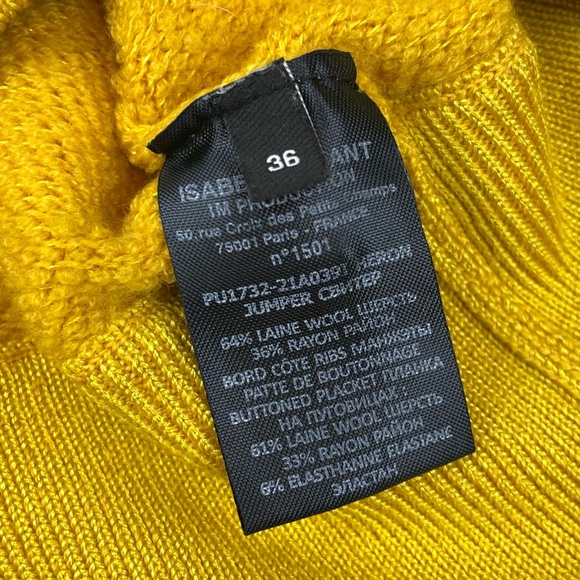 ISABEL MARANT • Yellow Heron Polo Neck Wool-Blend Long Sleeve Pullover Sweater - Picture 14 of 16